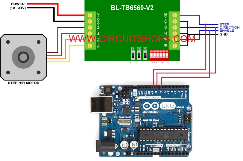 Arduino with TB6560 Drive step motor